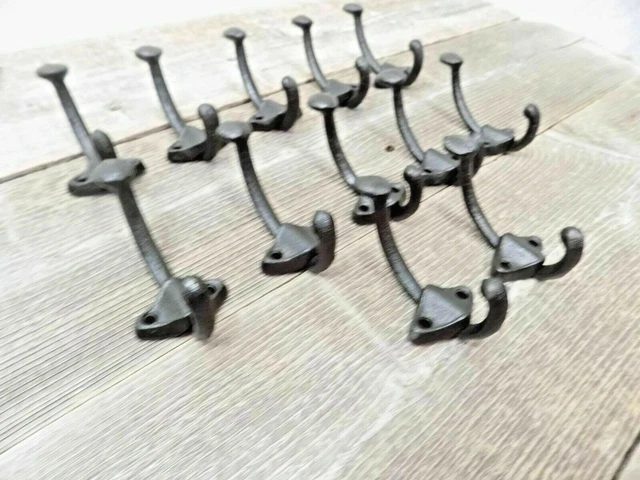 12 Cast Iron Black U-Shape Hooks Coat Hat Sweater Towel Bathroom Kitchen Cups  !