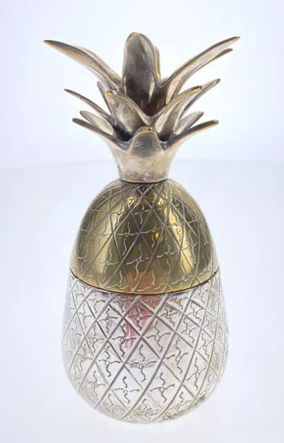 Vintage SILVER PLATED BRASS PINEAPPLE BOX 16.5 cm