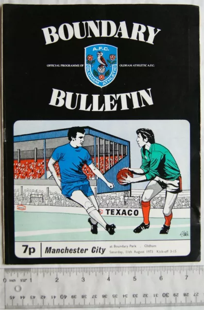 1973 programme Oldham Athletic v. Manchester City, friendly