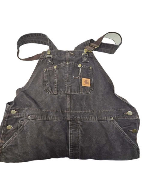 Carhartt Bibs Overalls Insulated Duck Sandstone Men 42x32 Quilt Lined R27 DKB