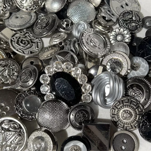 Premium MIXED LOT All Kinds Of SILVER & ANTIQUE SILVER Buttons All Sizes