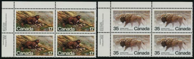 Canada 883-4 TL Plate Blocks MNH Endangered Wildlife Marmot, Bison