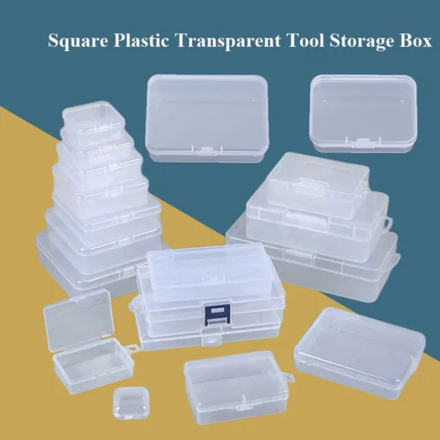 Square Plastic Transparent Storage Box Jewelry Beads Container Small Items Case