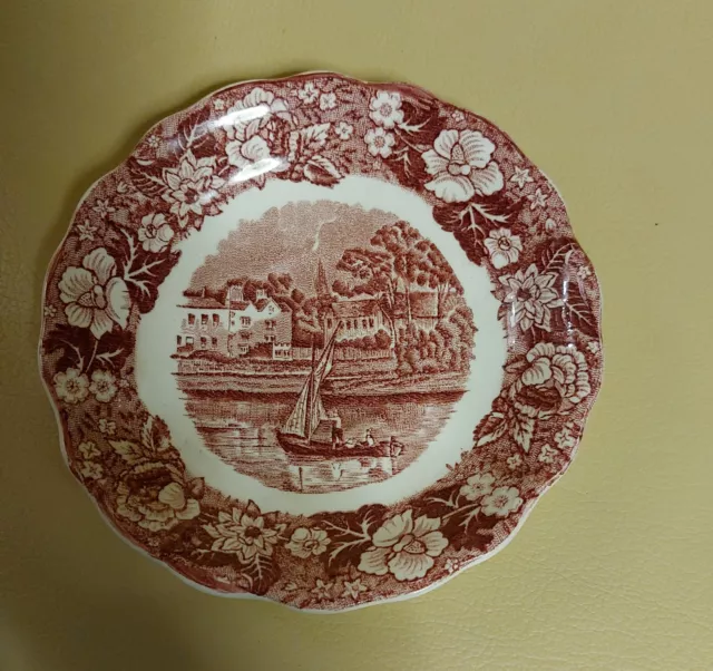 Palissy Pottery England Thames River Scenes  1 Saucer -Red