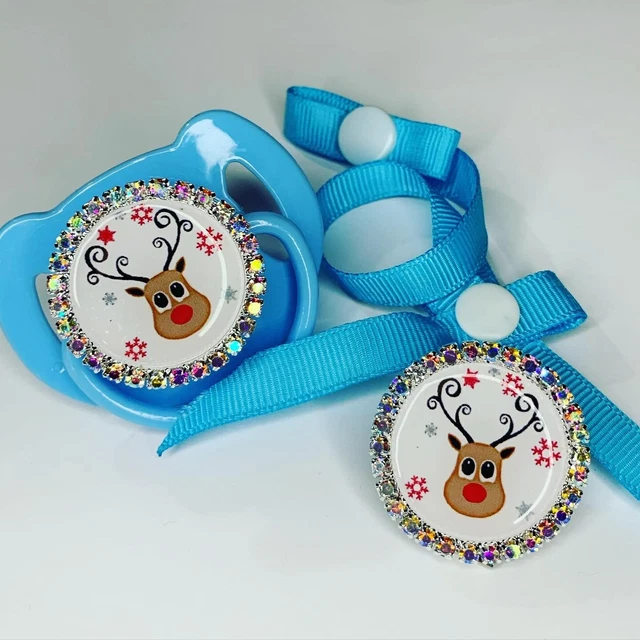 Navidad Mi primer bebé ficticio clip chupete rosa azul baby shower regalo niñas niños
