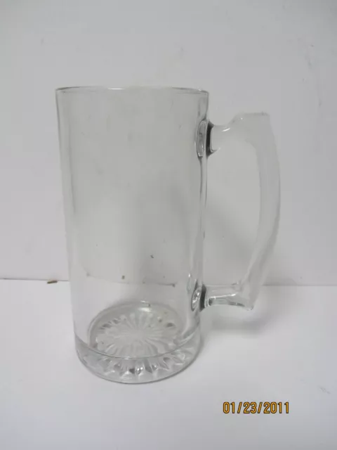 Vintage Large Clear Glass Beer Mug 7" Tall