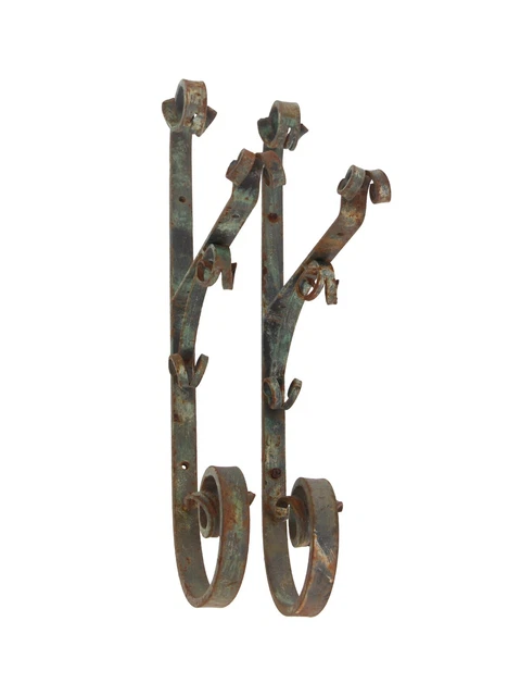 Pair of Wrought Iron Hanging Lantern or Plant Brackets
