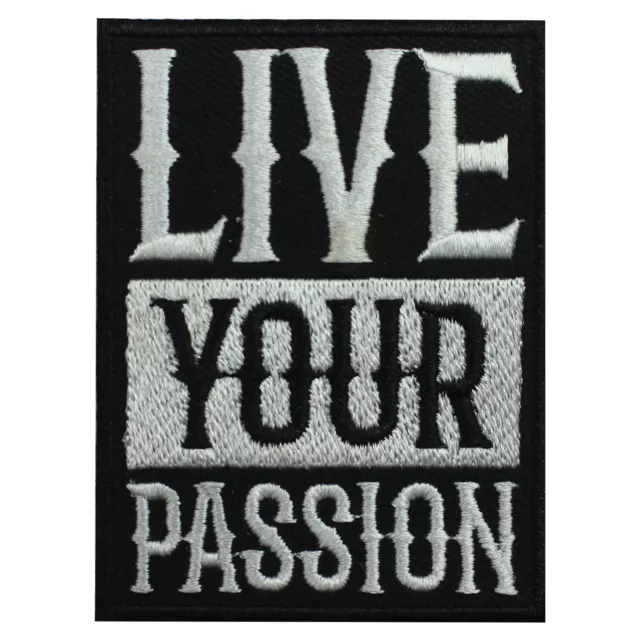 Live Votre Passion Patch, Cool Patch Brodé à Repasser à Coudre Patch Badge 8x6CM