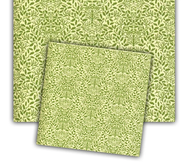 Melody Jane Papier Peint Miniature Floral Vert – Échelle 1:12 – Pour Maison De Poupée – Feuille A3 120g/m²