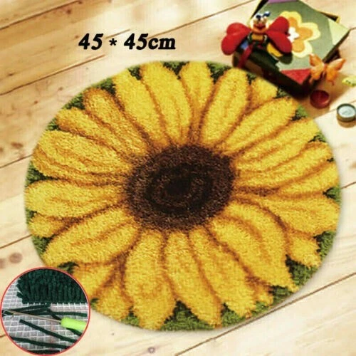 Kit de alfombras de gancho de pestillo de girasol 45X45CM hecho a mano cojín decoración del hogar