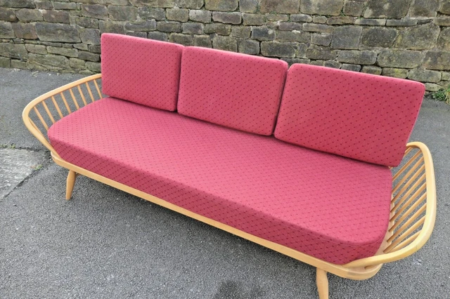 Cushions & Covers Only. Ercol Studio Couch/Daybed. Claret Mini  Trellis