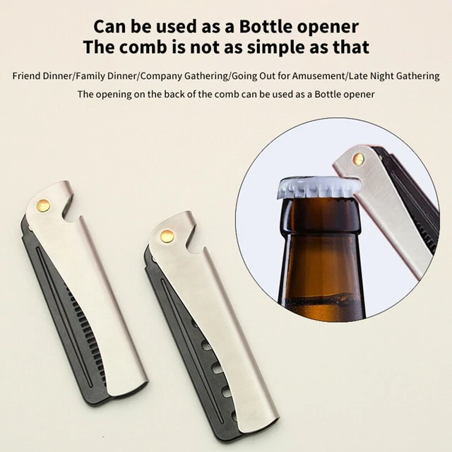 Oil Head Comb Portable Folding Stainless Steel Comb Bottle Opener Dual Purpose