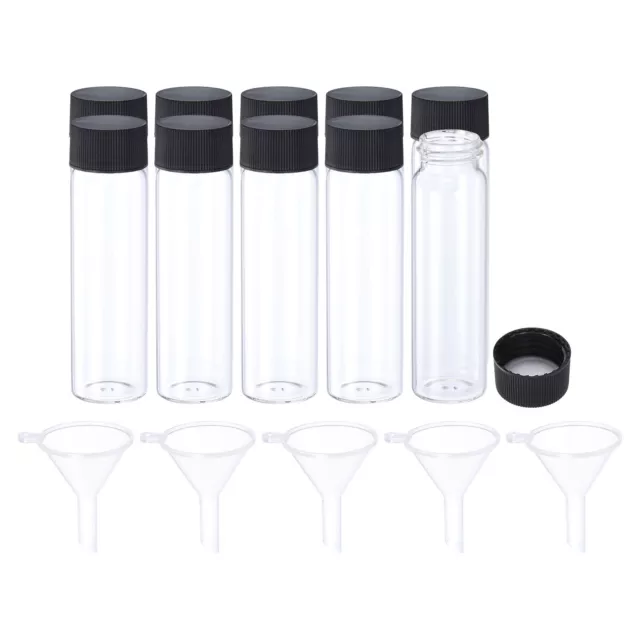 40mL Glass Vials with Screw Caps, 10Pcs Liquid Sample Vial with 5 Funnel, Clear