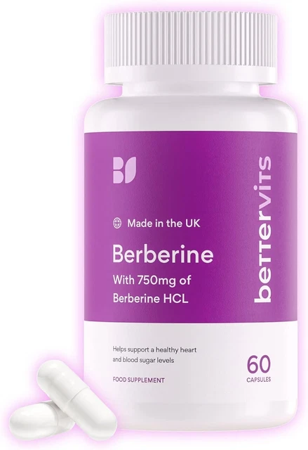 Heart Healling BETTERVITS HIGH STRENGTH - 750mg Berberine HCL - Heart health 60 Caps ...