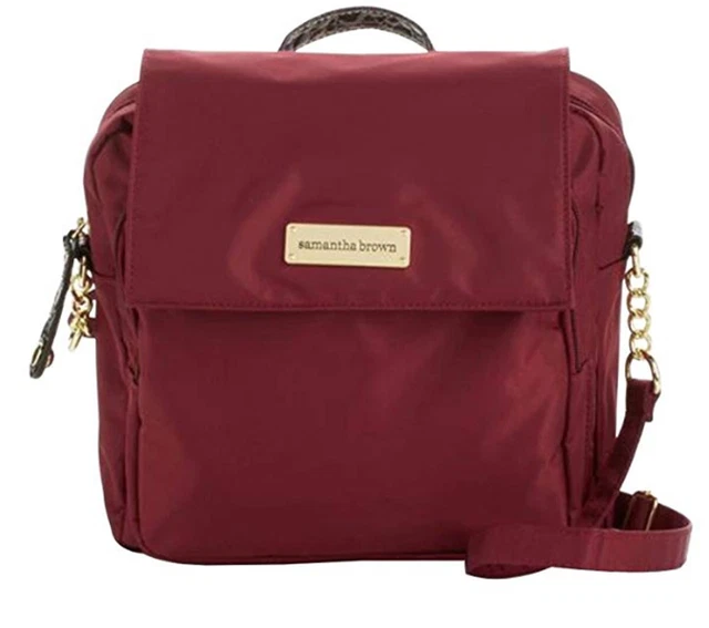 Samantha Brown Luggage Lightweight Organizer Crossbody Bag Purse ~ Burgundy