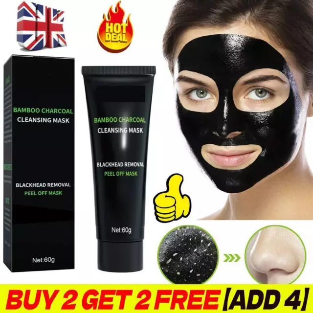 Black Face Mask Activated Charcoal Peel Off Acne Black Mask Blackhead Remover UK