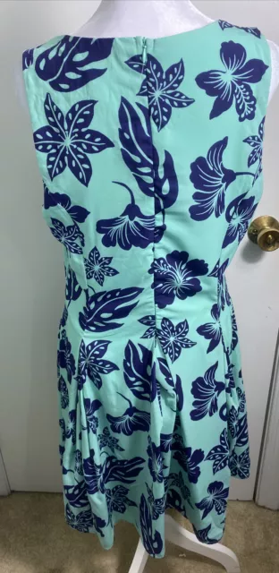 Yellow Star Modcloth L NWOT Blue Floral Fit And Flair Fully Lined Dress 3