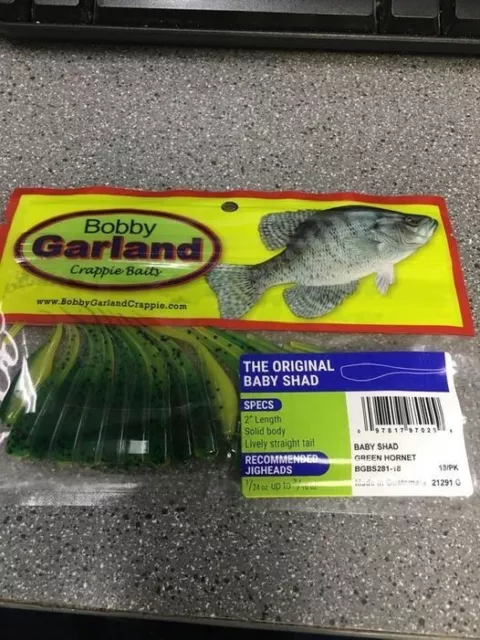 Bobby Garland Baby Shad 2" Green Hornet Bait NIP of 18