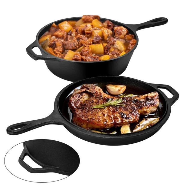 Dutch Oven Feuerkessel Feuertopf preseasoned 2 in1-Deckel Ca. 4.6L Gusseisen