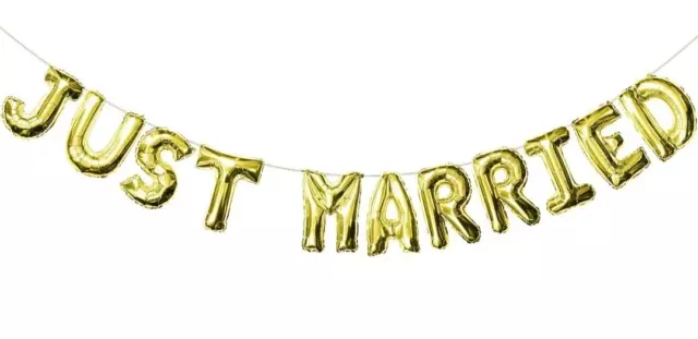MEGA JUST MARRIED Party Deko Ballon Girlande gold 3D Schriftzug Hochzeit wedding