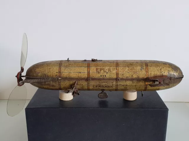 Antiguo movimiento Lehmann Zeppelin EPL II 652 hélice juguete de chapa D.R.G.M 1905