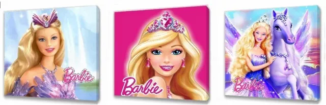 Barbie Kids canvas wall art plaque pictures set of three pack 2