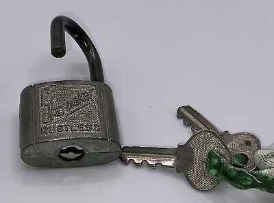Vintage Slaymaker Rustless Small Padlock Lock W/2 Keys
