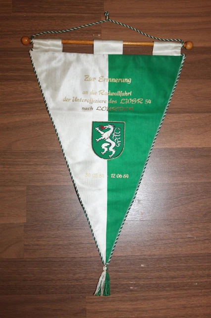 S6171: Banner Wimpel ÖBH Fadwallfahrt 1984 Lourdes LWSR 54 42x32 cm Altes Stück