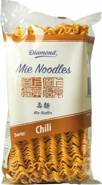 [ 250g ] DIAMOND Mie Noodles mit Chilipulver / Chili Nudeln ohne Ei / Wok Nudeln