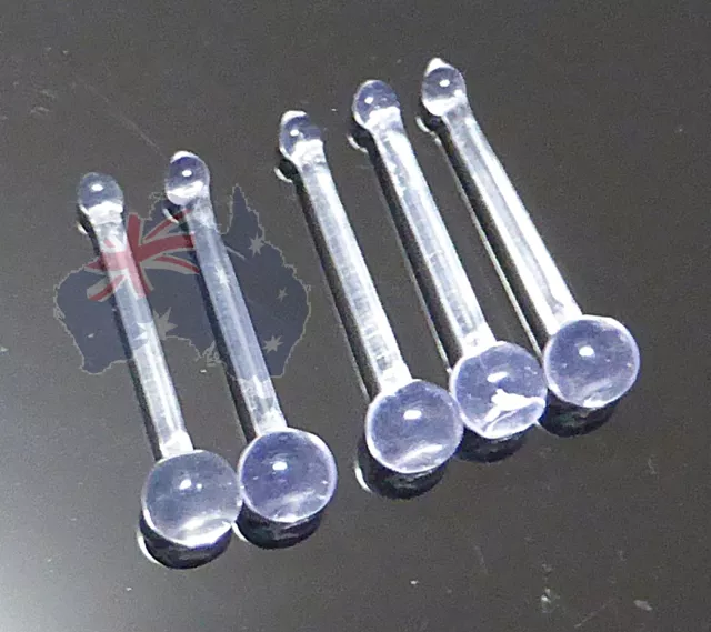 Nose Studs Clear Flexible Acrylic Retainers hide piercing No See 20g 8mm 5Pcs