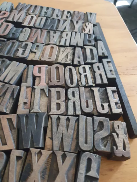 Bulk 100 Plus Vintage Wooden Letterpress Printers Blocks - Numbers and Letters.