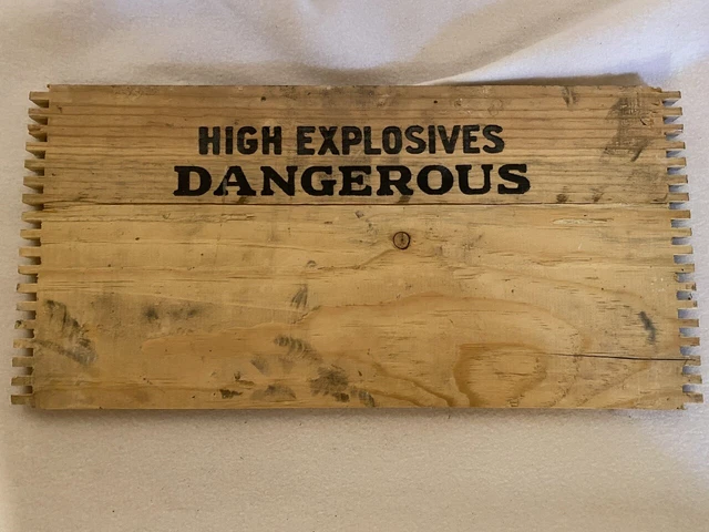 Vintage Trojan Explosives Wood Crate Steampunk Craft Antique *Side Panel Only*