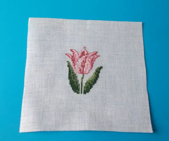 Stickbild fertig Kreuzstich LKE  Tulpenblüte rosa