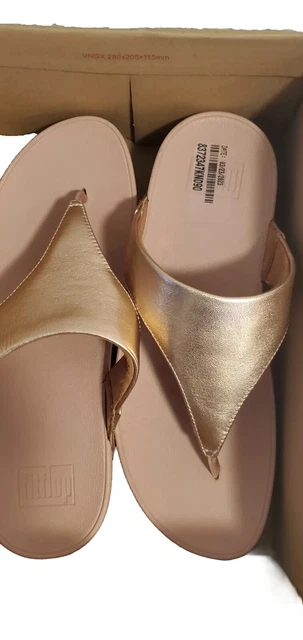 Women's Shoes FitFlop LULU Leather Toe Post Wedge Sandals I88-323-070 ROSE GOLD