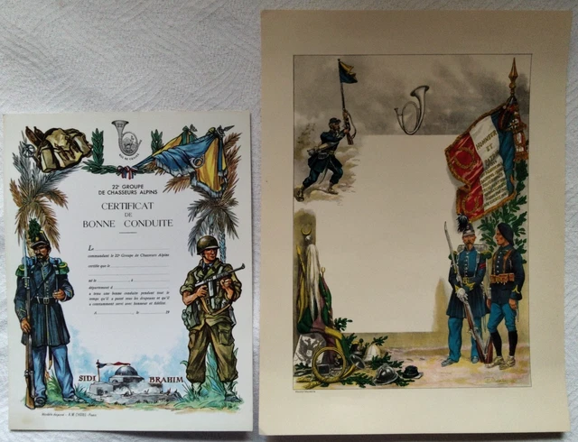 Lot Rare De 5 Soldats En Bois Sur Plot - Chasseurs Alpins - Artisanat Bois Vintage
