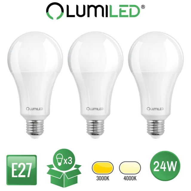 LUMILED 3x E27 LED Lampen 24W (200W) 3452lm warm/neutral A80 Leuchtmittel Birnen