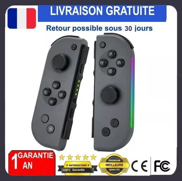 Pair of Gray Joy-con with Integrated Colorful LED Wireless Switch/LITE/OLED NEW