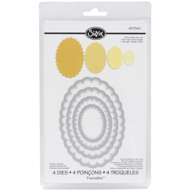 Troqueles Sizzix Framelits 4/paquete-óvalos vieira -657564