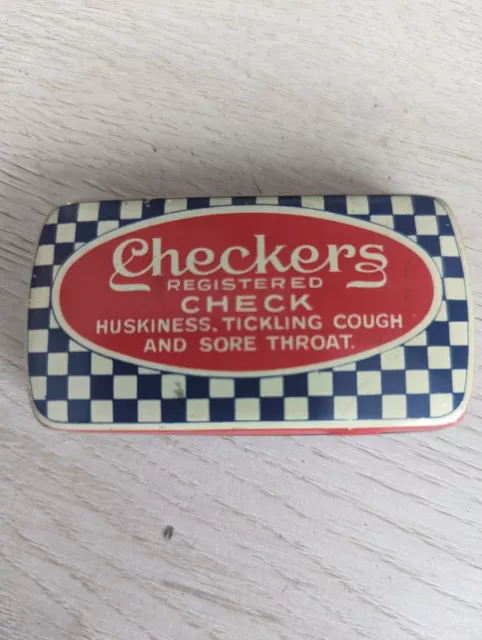 Original Checkers Check Cough Drops Advertisement Tin very rare