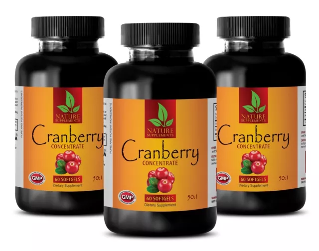 Concentrated Cranberry Extract 252mg - Bladder Health - Urinary Tract - 3 Bot