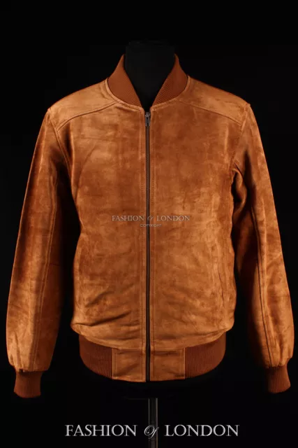 homme uni SEVENTIES Bomber foncé cuir suédé classique années 70 court Hide Veste 2