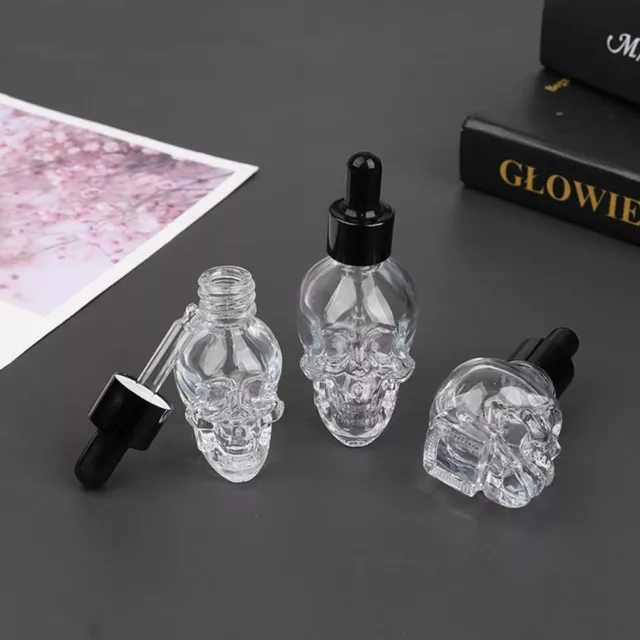 Transparent with Pipette Skull Shape Bottle Glass Liquid Dropper Bottle;