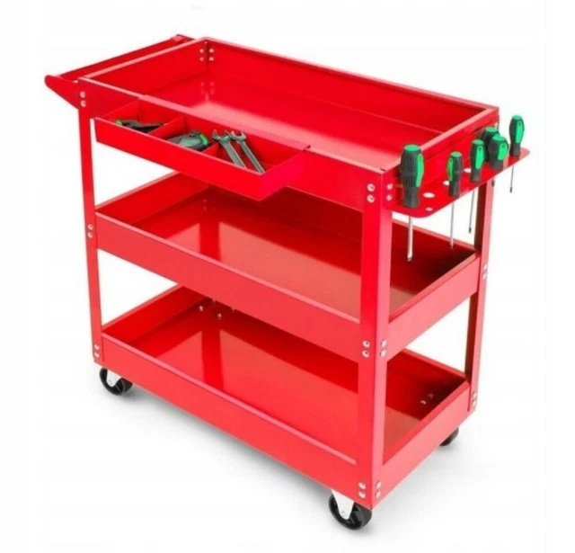 Carrello Per Attrezzi Da Officina Portautensili 3 Ripiani Con 4 Ruote 89824