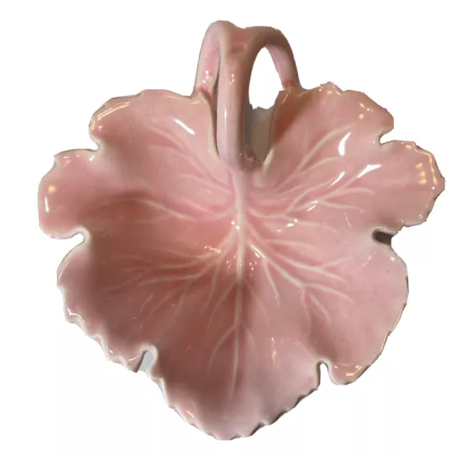 Leaf Shaped MCM  Style Ceramic Pink Candy Nut Trinket Soap Dish
