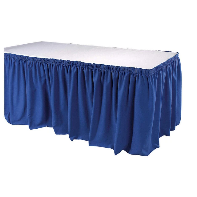 PHOENIX TSKT-17-BL Table Skirting,17-1/2 Ft.,Shirred,Blue