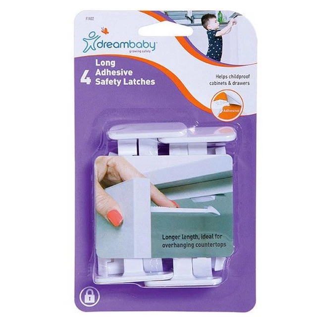 Dreambaby Long Adhesive Safety Latches, 4 Pack Dreambaby