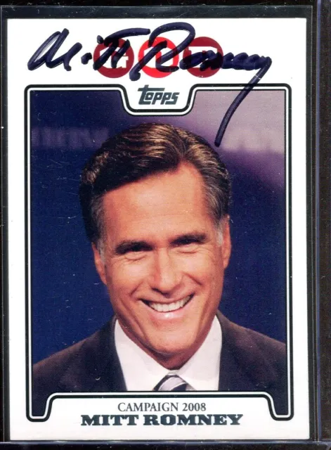 Mitt Romney Governor President Candidate Topps Signed Card Authentic Autograph