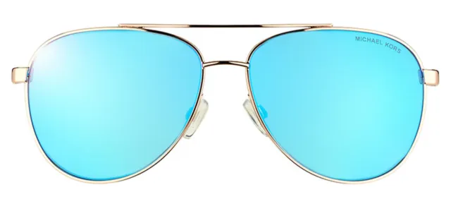 Michael Kors MK 5007 104525 Hvar Rose Gold Aviator Sunglasses Blue Mirror Lens 2
