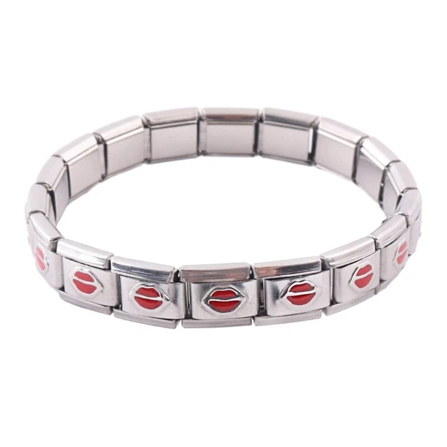 Stainless Steel Elastic Bracelet Simple Lip Charm Bangle Fashion Jewelry Link