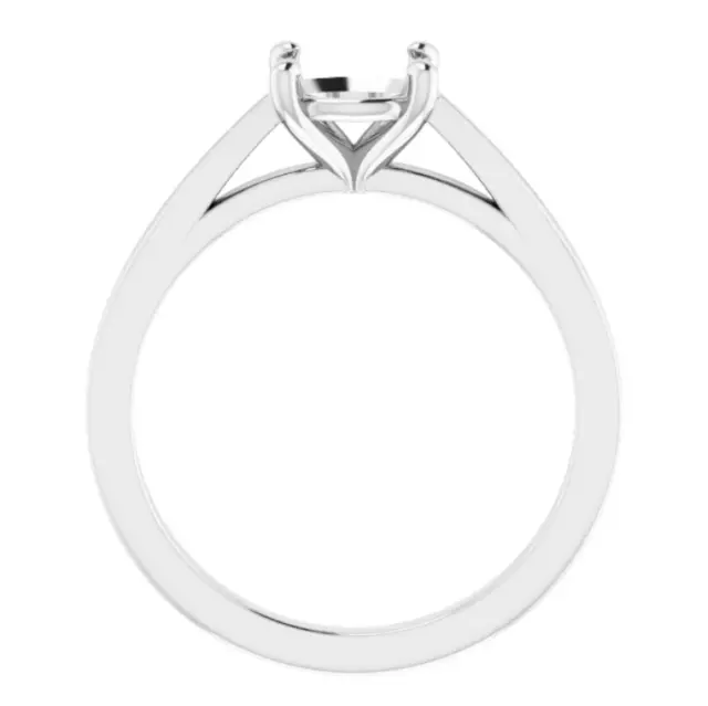 Classical Round Custom 7MM Engagemet Prong Women Ring Semi Mount 14K White Gold